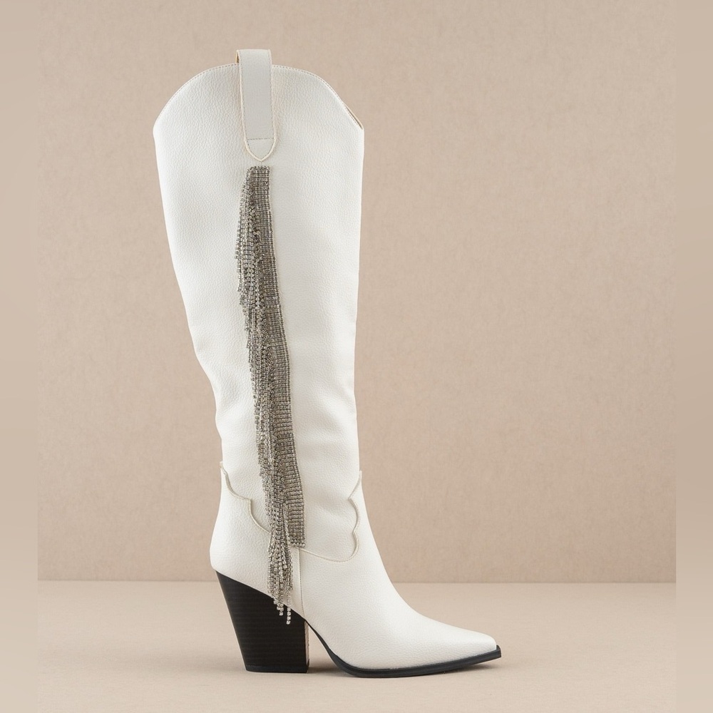 Rhinestone Fringe Knee High Western Boots - Oasis Society - Picture 8 of 8
